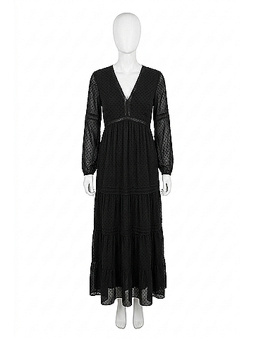 Saltwater LUXE Swiss Dot Maxi Dress in Black (view 1)