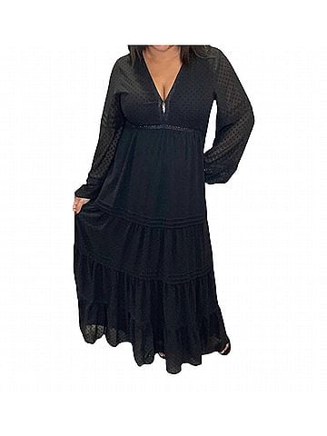 Saltwater LUXE Swiss Dot Maxi Dress in Black (view 2)