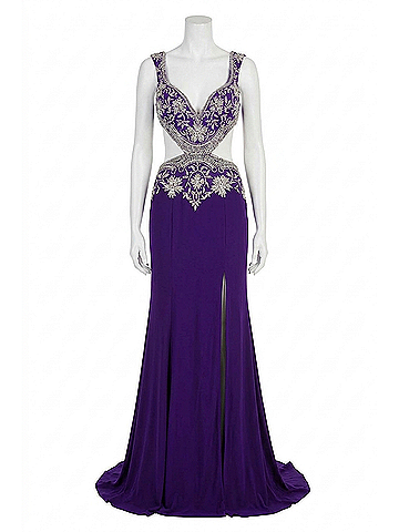 Angela & Alison Sparkling Prom Dress in Majestic Purple (view 1)