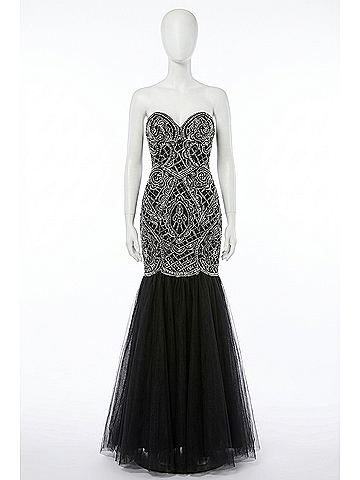 Angela & Alison Long Prom Dress in Black (view 1)