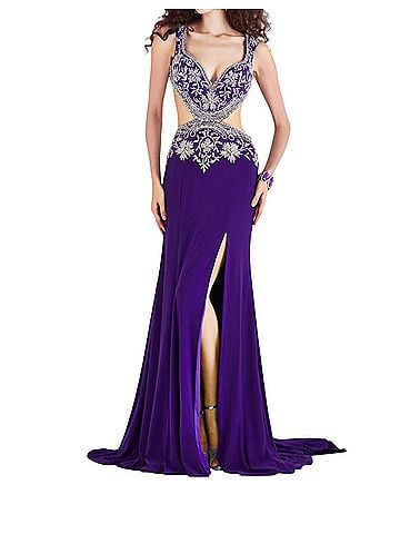 Angela & Alison Sparkling Prom Dress in Majestic Purple (view 2)