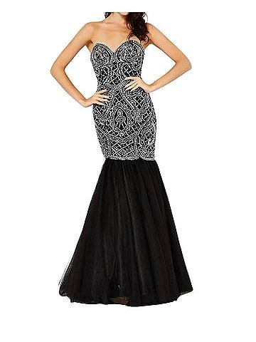 Angela & Alison Long Prom Dress in Black (view 2)