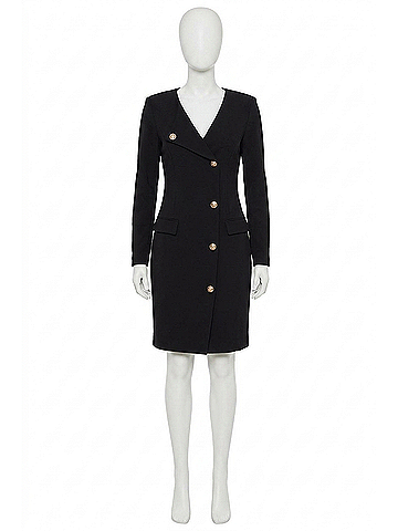 Joseph Ribkoff Asymmetrical Silky Knit Blazer Dress in Black (view 1)