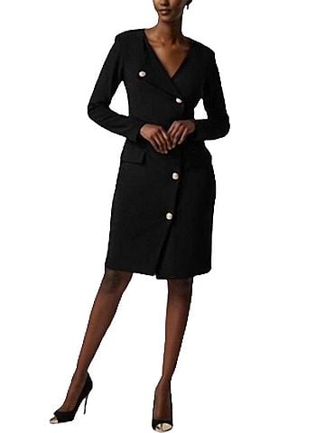 Joseph Ribkoff Asymmetrical Silky Knit Blazer Dress in Black (view 2)