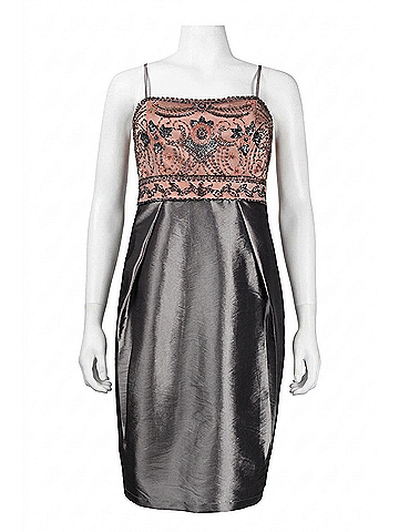 Sue Wong Beaded Scrolling Dress in Charcoal (view 1)