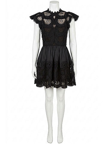 Sea New York Drea Embroidery Flutter Sleeve Dress in Black (view 1)