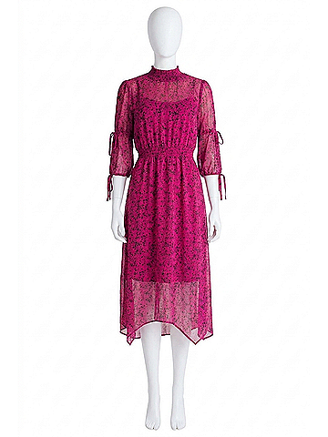 Kensie Mock Neck Long Sleeve Dress in Pink (view 1)