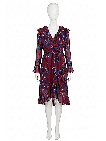 Kensie Ruffle Hem Faux Wrap Dress in Rhythm And Blues (view 1)