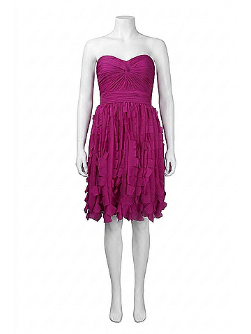 Monique Lhuillier Women's Strapless Tiered Cut Short Dress in Fuchsia (view 1)