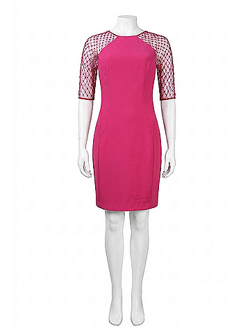 Monique Lhuillier Women's Rhinestone Illusion Sleeve Dress in Azalea (view 1)