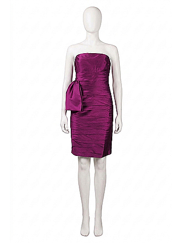 Monique Lhuillier Women's Side Bow Pleated Strapless Dress in Amethyst (view 1)