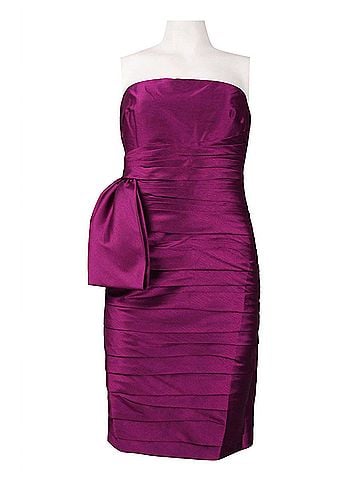 Monique Lhuillier Women's Side Bow Pleated Strapless Dress in Amethyst (view 2)