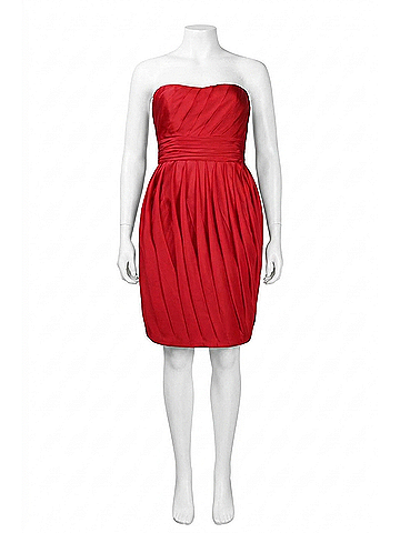 Monique Lhuillier Women's Strapless Pleated Party Dress in Venitian Red (view 1)