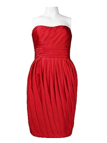 Monique Lhuillier Women's Strapless Pleated Party Dress in Venitian Red (view 2)
