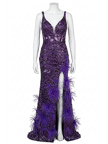 Amarra Sequin Prom Gown in Purple (view 1)