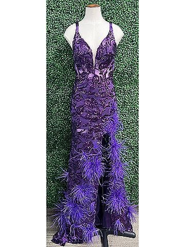 Amarra Sequin Prom Gown in Purple (view 2)