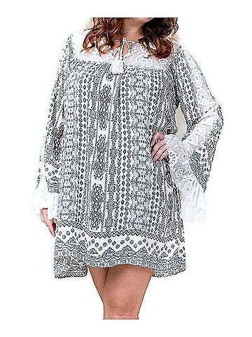 Kori America Ruffles & Lace Dress - Plus in Blue (view 2)
