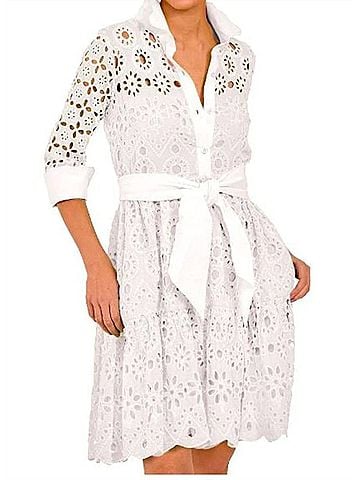 Gretchen Scott Designs Women's La Di Da Little Bo Peep Eyelet Dress in White (view 2)