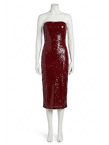 Lucy Paris Atlanta Sequined Strapless Midi Dress in Red (view 1)