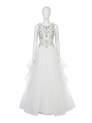Terani Couture Beaded Sheer Illusion Prom Dress in Ivory (view 1)