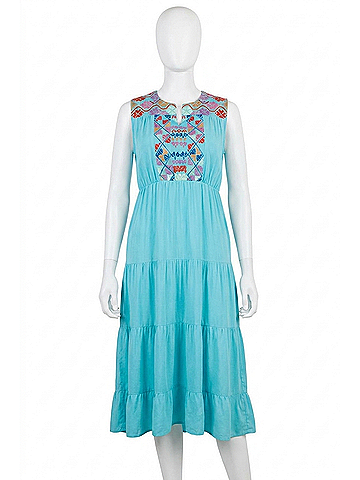 Layers Clothing Embroidered Midi Dress in Blue (view 1)