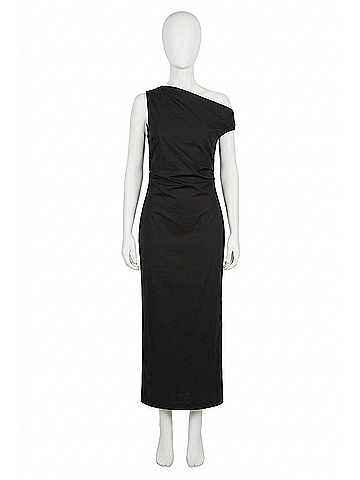Enza Costa Poplin Sculptured Dress in Black (view 1)
