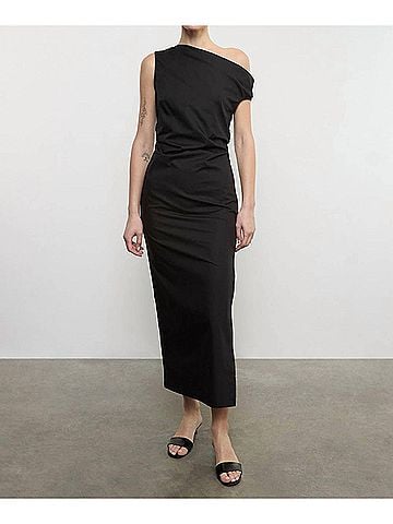 Enza Costa Poplin Sculptured Dress in Black (view 2)