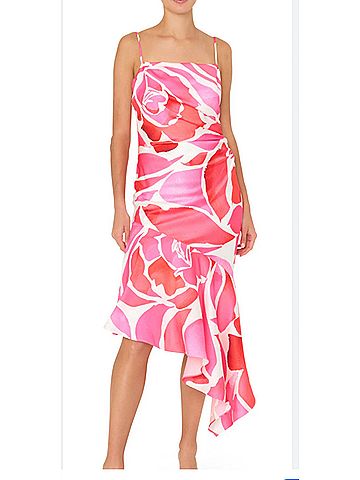 Milly Dream Rose Asymmetrical Hem Dress in Ponk (view 2)