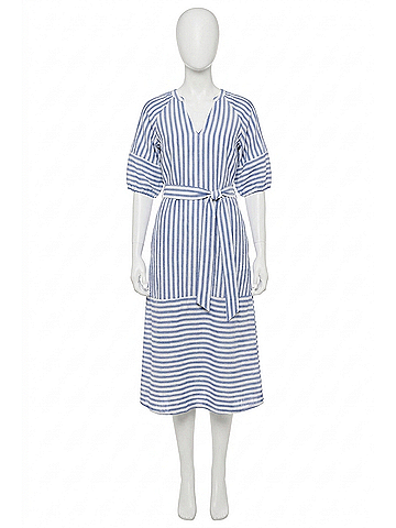 Nic + Zoe Double Gauze Mixed Stripe Dress in Blue Multi (view 1)