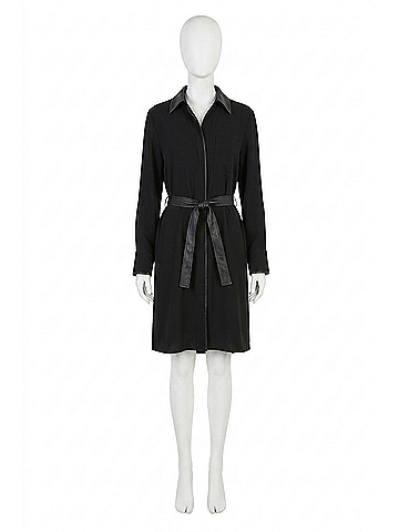 Vince. Women's Leather Trim Dress in Black (view 1)