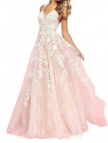 Sherri Hill Leaf Lace Appliqu?© A-Line Ballgown in Ivory Nude (view 2)