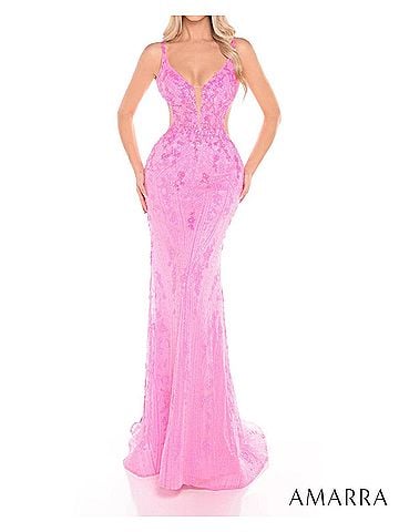 Amarra Sparkling Glitter Gown in Pink (view 2)