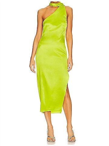 Ser.O.Ya Marissa Silk Dress in Neon Lime (view 2)
