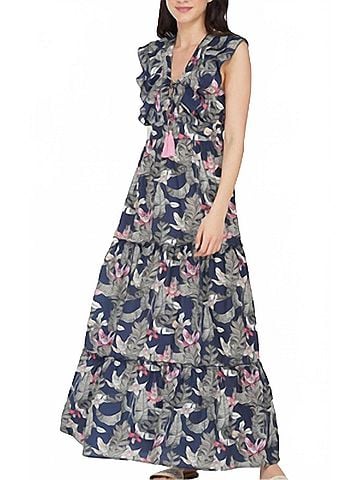 America & Beyond Floral Print Maxi Dress in Blue/Multi (view 2)
