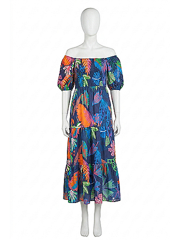 Vilagallo Tora Midi Dress in Blue Multi (view 1)