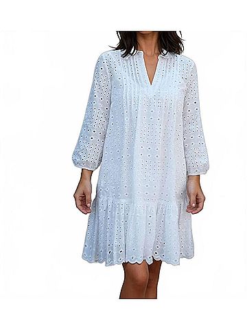 Vilagallo Taylor Eyelet Dress in White (view 2)