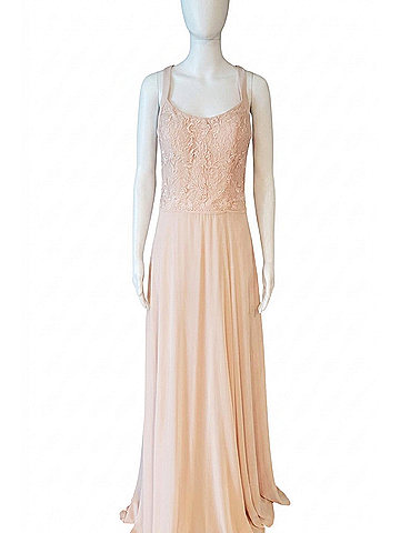 MoriLee by Madeline Gardner Floral Embroidered Chiffon Bridesmaid Dress in Blush (view 1)