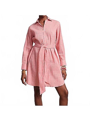 Frances Valentine Perfect Puckered Shirtdress in Pink (view 2)