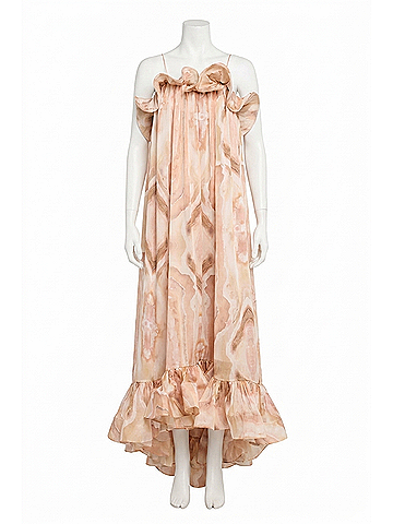 Zimmermann Illuminate Flounce Gown in Guava (view 1)