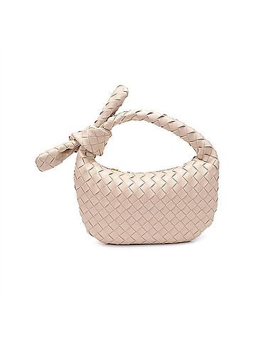 Urban Expressions Women's Lizbeth Woven Knot Clutch Bag in Oatmilk (view 1)