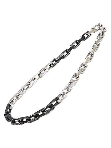 Louis Vuitton LOUIS VUITTON M00677 Collier Monogram Chain Necklace Silver Black Men's (view 1)