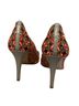 J.Crew Aztec Or Tribal Print Checkered-gingham Floral Tropical Multi Color Orange Gray Heels Size 10 - photo 2