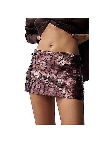 Guizio Low Rise Paillette Mini Skirt Formal Skirt (view 1)