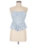 Sky To Moon Floral Blue White Sleeveless Blouse Size M - photo 1