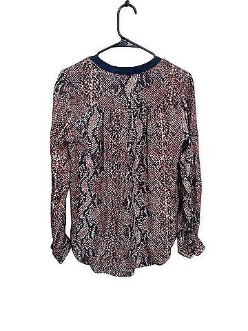 Rebecca Taylor Python Henley Long Sleeve Blouse (view 2)