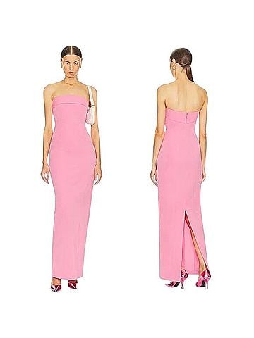 Helsa Tech Gabardine Long Strapless Dress Cocktail Dress (view 1)