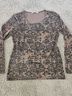 Peruvian Connection Damask Brown Black Long Sleeve Top Size M - photo 3