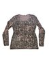 Peruvian Connection Damask Brown Black Long Sleeve Top Size M - photo 1