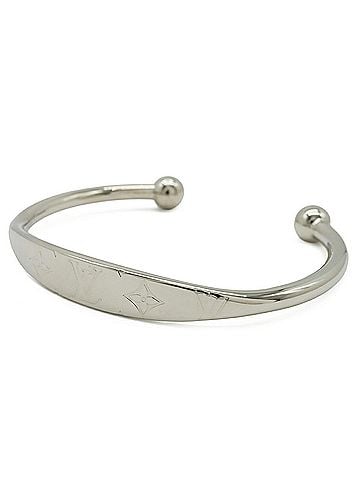 Louis Vuitton LOUIS VUITTON Louis Vuitton Jonc Monogram Bracelet Bangle Metal Silver M size M64839 (view 2)