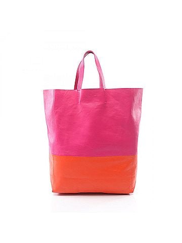 Céline Celine Horizontal Cabas Tote Bag Handbag Leather Women's Pink Orange (view 1)